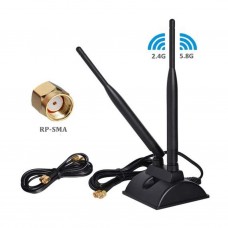 Dual Band WiFi Antenna with RP-SMA Male Connector & Magnetic Base for Router & etc. (ANT-EX001) Dual Band WiFi Antenna with RP-SMA Male Connector & Magnetic Base for Router & etc. (ANT-EX001)