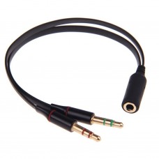 Audio Jack 3.5mm Y-Splitter M/F, Stereo+Microfoon, platte kabel, zwart, oa iPhone/Samsung headset (JACK-PH-SP2) Audio Jack 3.5mm Y-Splitter M/F, Stereo+Microfoon, platte kabel, zwart, oa iPhone/Samsung headset (JACK-PH-SP2)