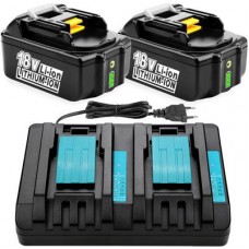 Replacement 18V 5Ah with A-Grade cell battery and DC18RD dual port charger for Makita BL1850 BL1860 (PTB-BL1850PLWAD)