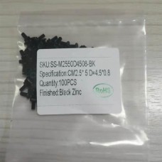Notebook Computer Repair Screw Thin Flat Wafer Head Cross Black Zinc CM2.5*5 D=4.5*0.8 100pcs/set (SS-M2550D4508-BK)